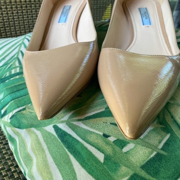 Authentic PRADA nude beige mid heel patent pointed toe heels with COA - Picture 11 of 13